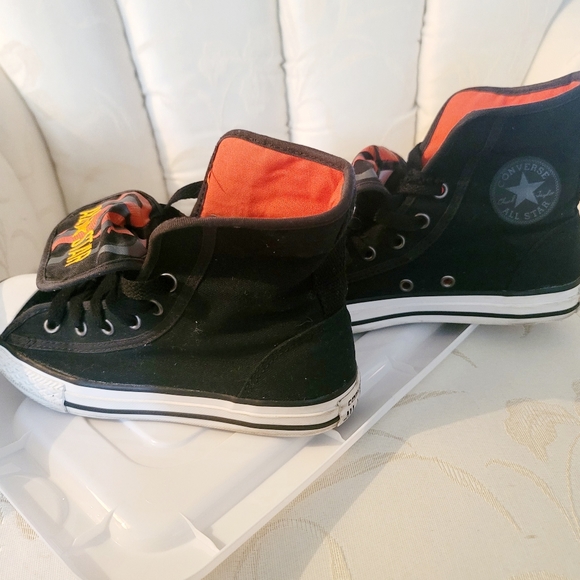 Converse All Star High Top Black with Fold Down Flames  640539F ZR4ZDKY700281 - Picture 3 of 4